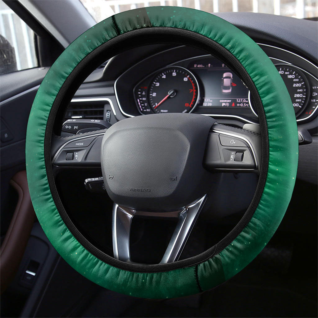 New Zealand Matariki Steering Wheel Cover Pleiades Star Cluster Green Galaxy
