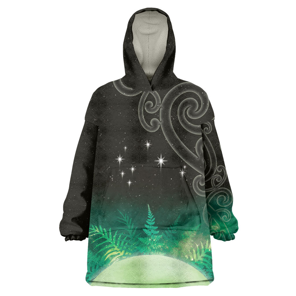New Zealand Matariki Wearable Blanket Hoodie Pleiades Star Cluster Green Galaxy