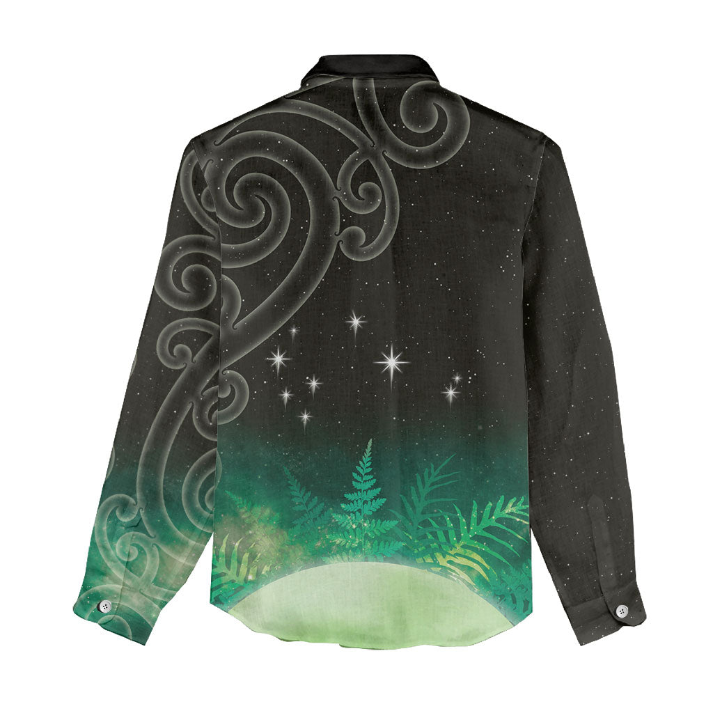 New Zealand Matariki Women Casual Shirt Pleiades Star Cluster Green Galaxy LT05 - Polynesian Pride