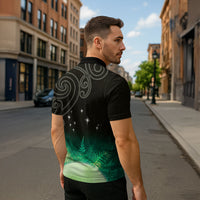 New Zealand Matariki Zipper Polo Shirt Pleiades Star Cluster Green Galaxy LT05 - Polynesian Pride