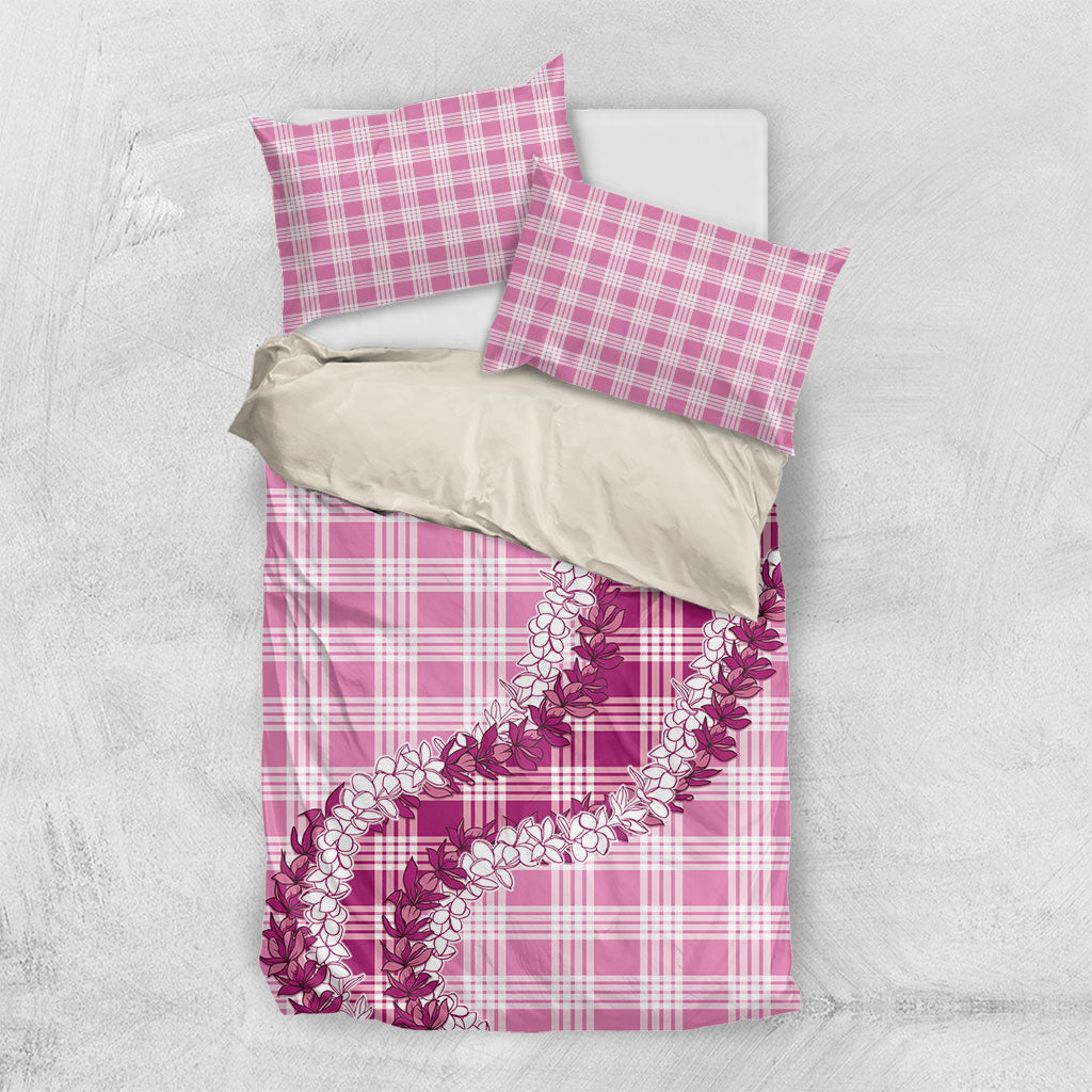 Pink Hawaii Palaka Bedding Set Hawaiian Honohono Lei