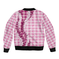 Pink Hawaii Palaka Bomber Jacket Hawaiian Honohono Lei
