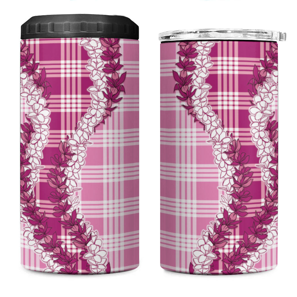 Pink Hawaii Palaka 4 in 1 Can Cooler Tumbler Hawaiian Honohono Lei