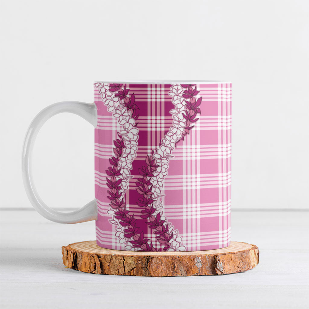 Pink Hawaii Palaka Ceramic Mug Hawaiian Honohono Lei