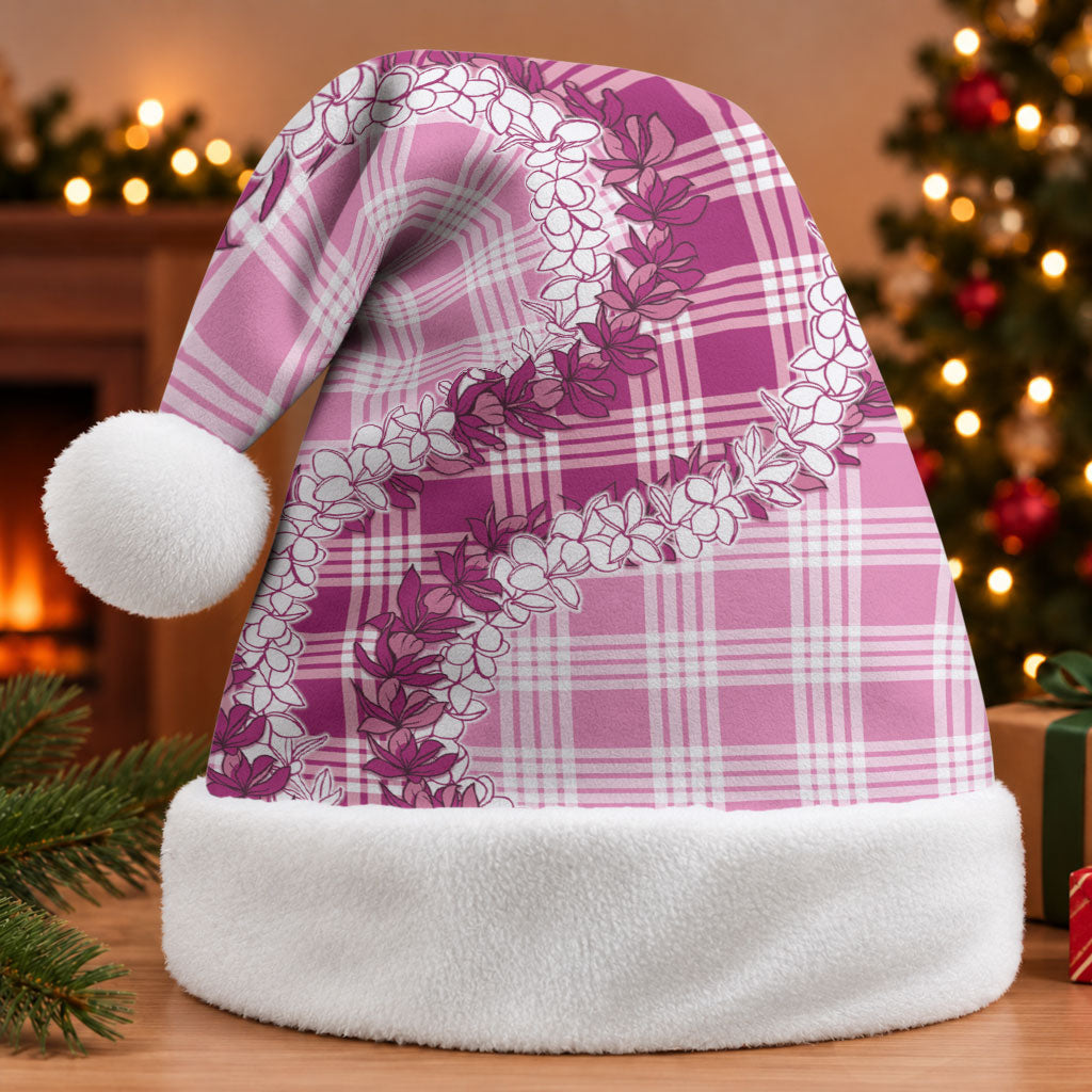 Pink Hawaii Palaka Christmas Santa Hat Hawaiian Honohono Lei LT05 Without Fur Pink - Polynesian Pride