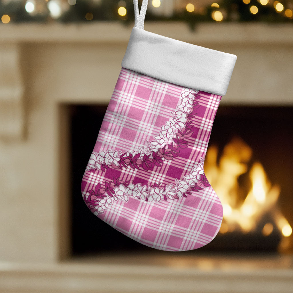 Pink Hawaii Palaka Christmas Stocking Hawaiian Honohono Lei LT05 Set of 2 Pink - Polynesian Pride