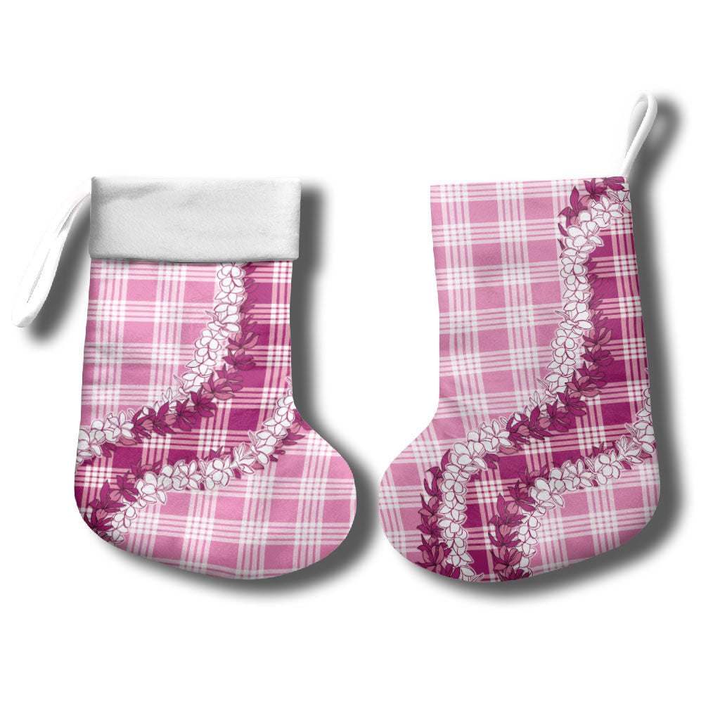 Pink Hawaii Palaka Christmas Stocking Hawaiian Honohono Lei LT05 - Polynesian Pride
