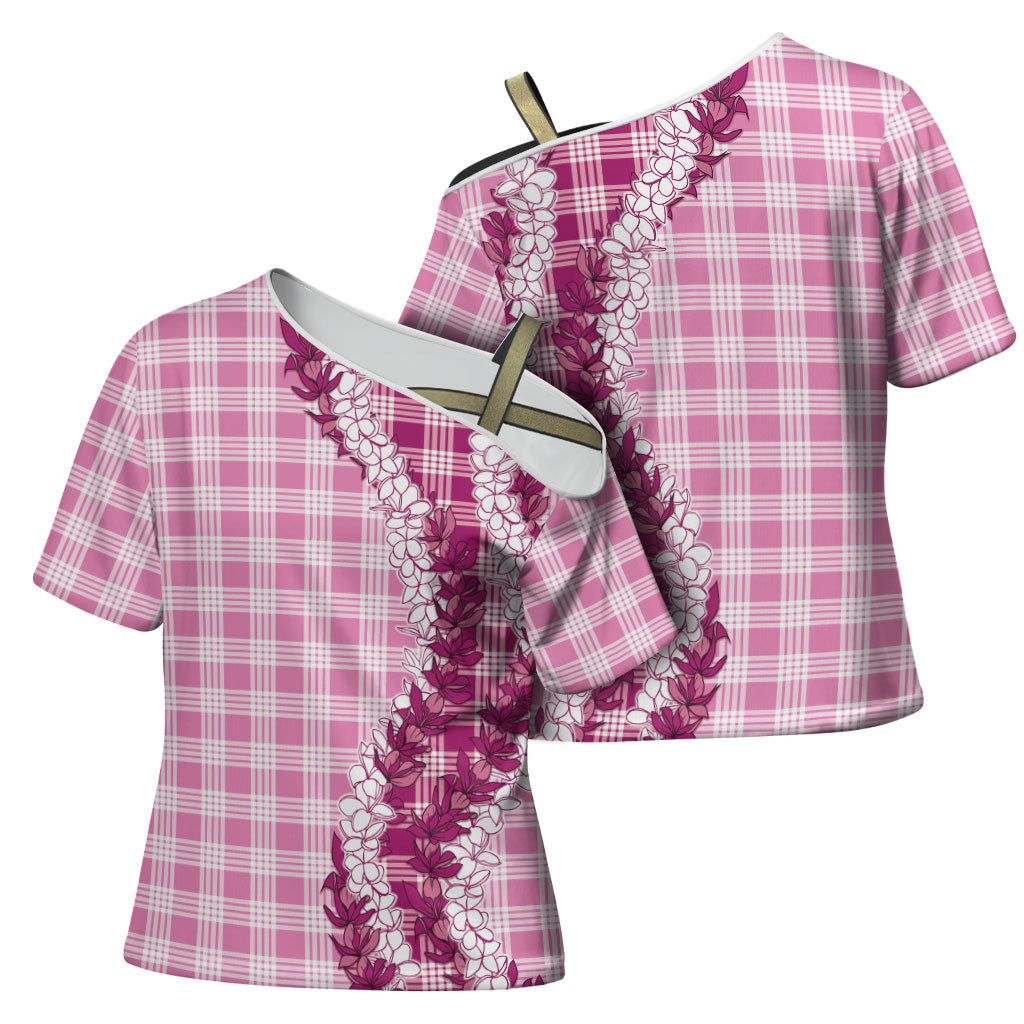 Pink Hawaii Palaka Cross Shoulder Shirt Hawaiian Honohono Lei