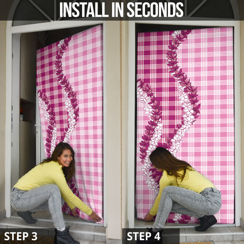 Pink Hawaii Palaka Door Cover Hawaiian Honohono Lei