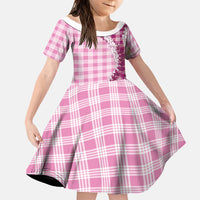Pink Hawaii Palaka Family Matching Off Shoulder Short Dress and Hawaiian Shirt Hawaiian Honohono Lei LT05 Daughter's Dress Pink - Polynesian Pride