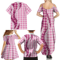 Pink Hawaii Palaka Family Matching Summer Maxi Dress and Hawaiian Shirt Hawaiian Honohono Lei LT05 - Polynesian Pride