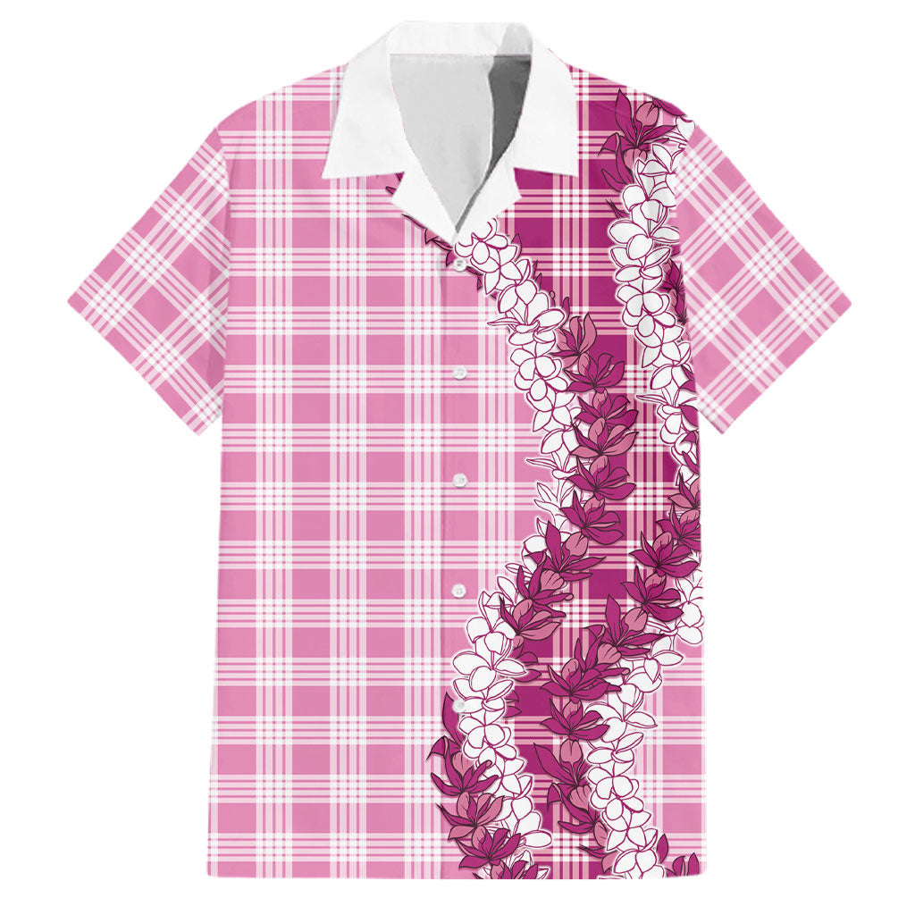 Pink Hawaii Palaka Family Matching Summer Maxi Dress and Hawaiian Shirt Hawaiian Honohono Lei LT05 Dad's Shirt - Short Sleeve Pink - Polynesian Pride