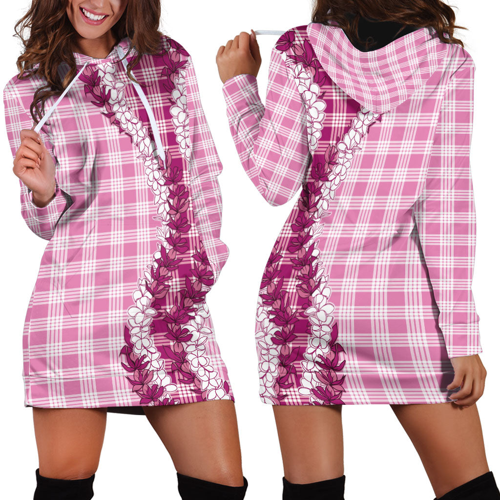 Pink Hawaii Palaka Hoodie Dress Hawaiian Honohono Lei LT05 - Polynesian Pride