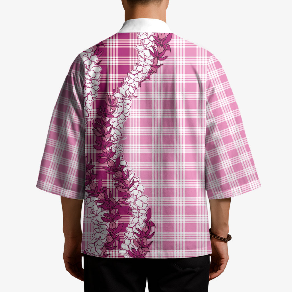 Pink Hawaii Palaka Kimono Hawaiian Honohono Lei