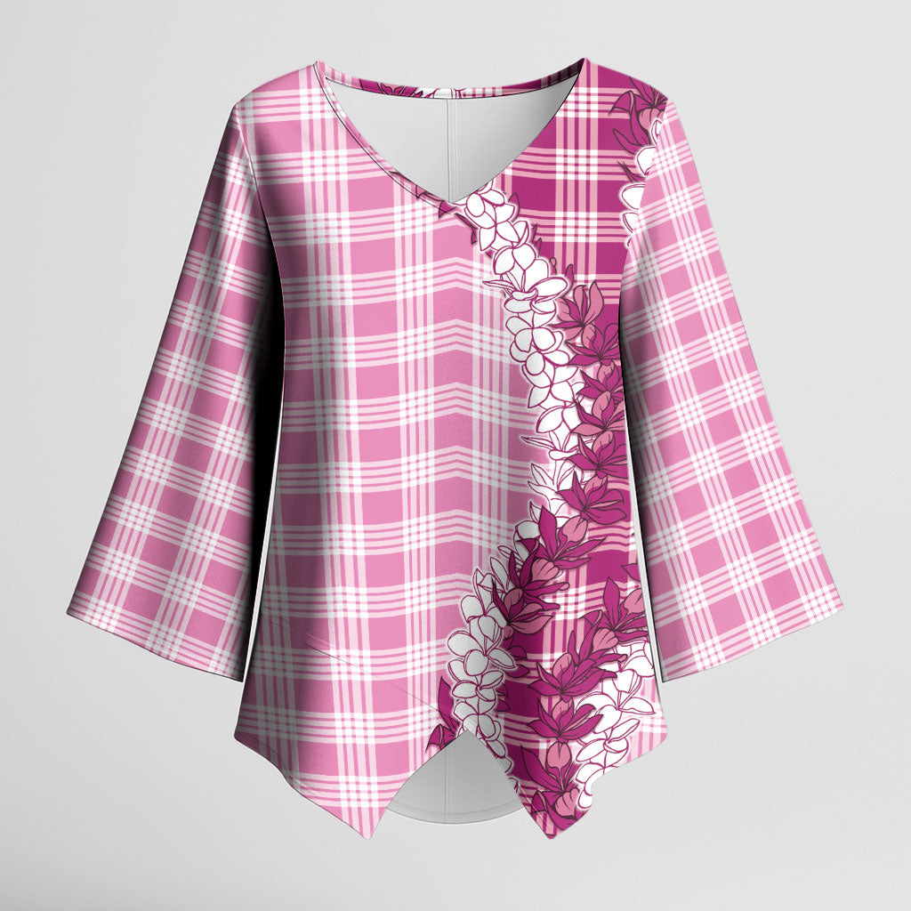 Pink Hawaii Palaka Kimono Sleeve Blouse Hawaiian Honohono Lei LT05 Female Pink - Polynesian Pride