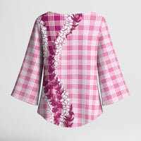 Pink Hawaii Palaka Kimono Sleeve Blouse Hawaiian Honohono Lei LT05 - Polynesian Pride