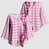 Pink Hawaii Palaka Kimono Sleeve Blouse Hawaiian Honohono Lei LT05 - Polynesian Pride