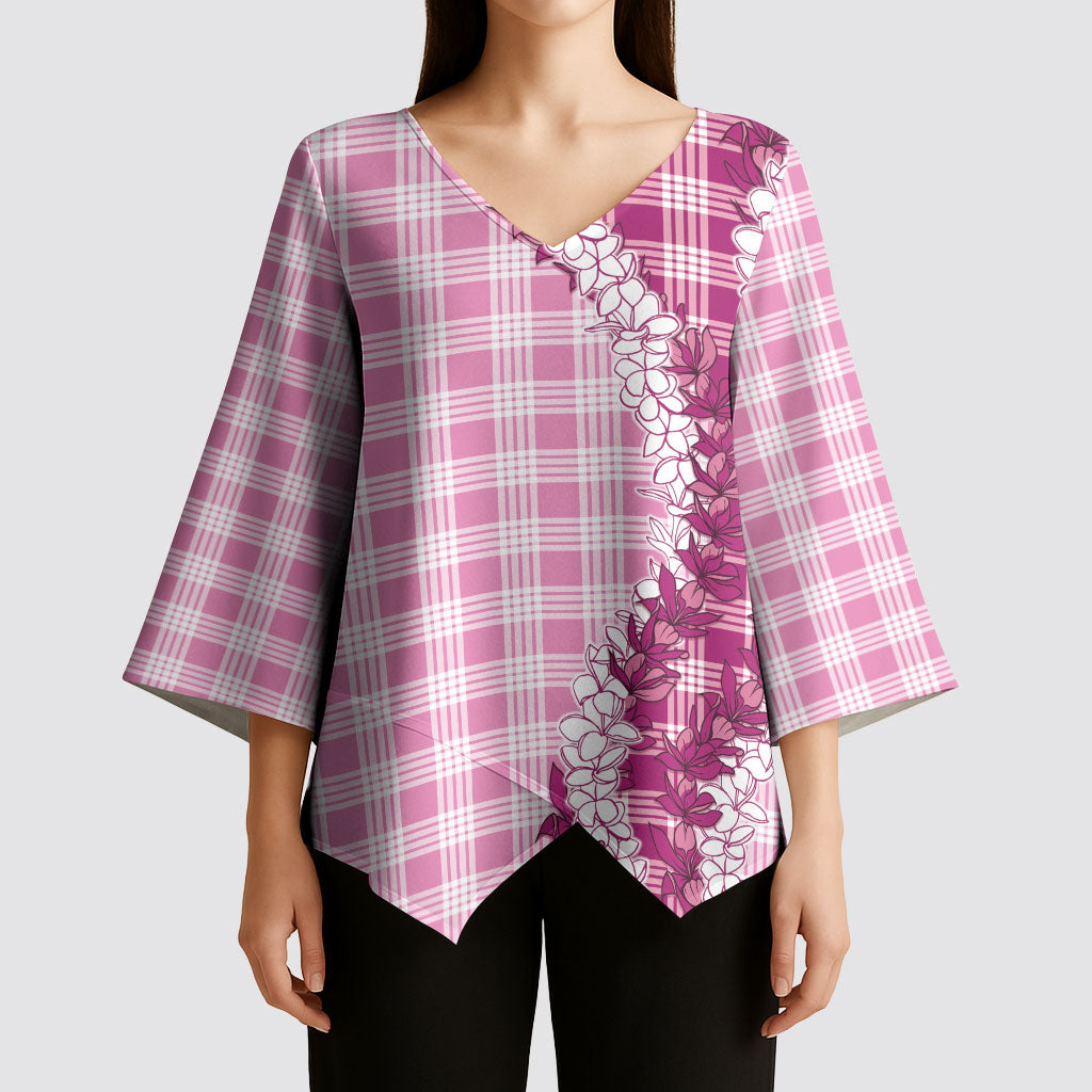 Pink Hawaii Palaka Kimono Sleeve Blouse Hawaiian Honohono Lei LT05 - Polynesian Pride