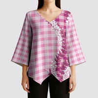 Pink Hawaii Palaka Kimono Sleeve Blouse Hawaiian Honohono Lei LT05 - Polynesian Pride