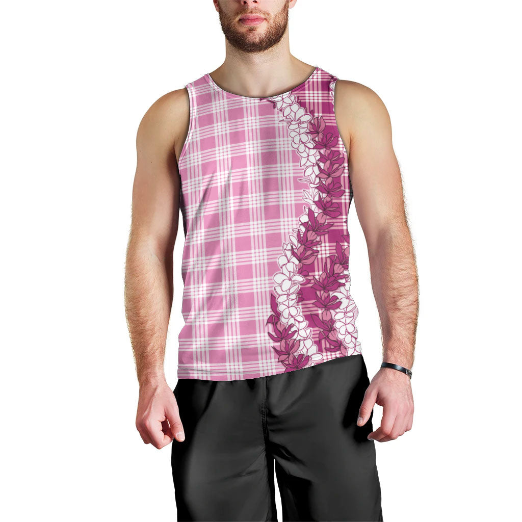 Pink Hawaii Palaka Men Tank Top Hawaiian Honohono Lei