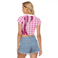 Pink Hawaii Palaka Raglan Cropped T Shirt Hawaiian Honohono Lei