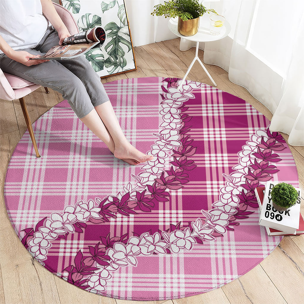 Pink Hawaii Palaka Round Carpet Hawaiian Honohono Lei