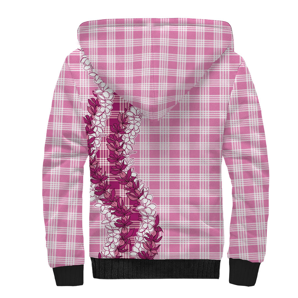 Pink Hawaii Palaka Sherpa Hoodie Hawaiian Honohono Lei