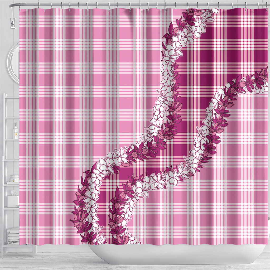 Pink Hawaii Palaka Shower Curtain Hawaiian Honohono Lei