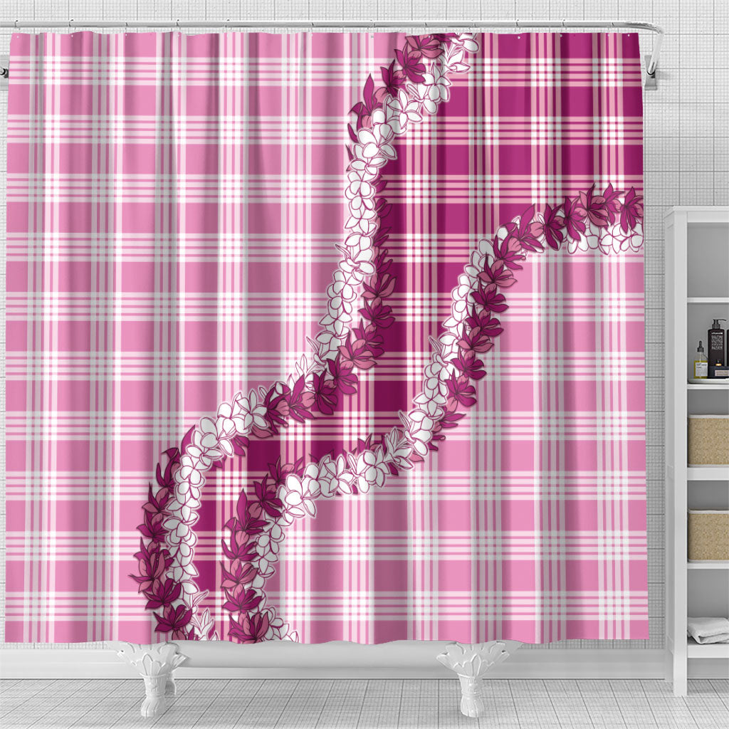Pink Hawaii Palaka Shower Curtain Hawaiian Honohono Lei