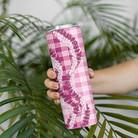 Pink Hawaii Palaka Skinny Tumbler Hawaiian Honohono Lei LT05 - Polynesian Pride