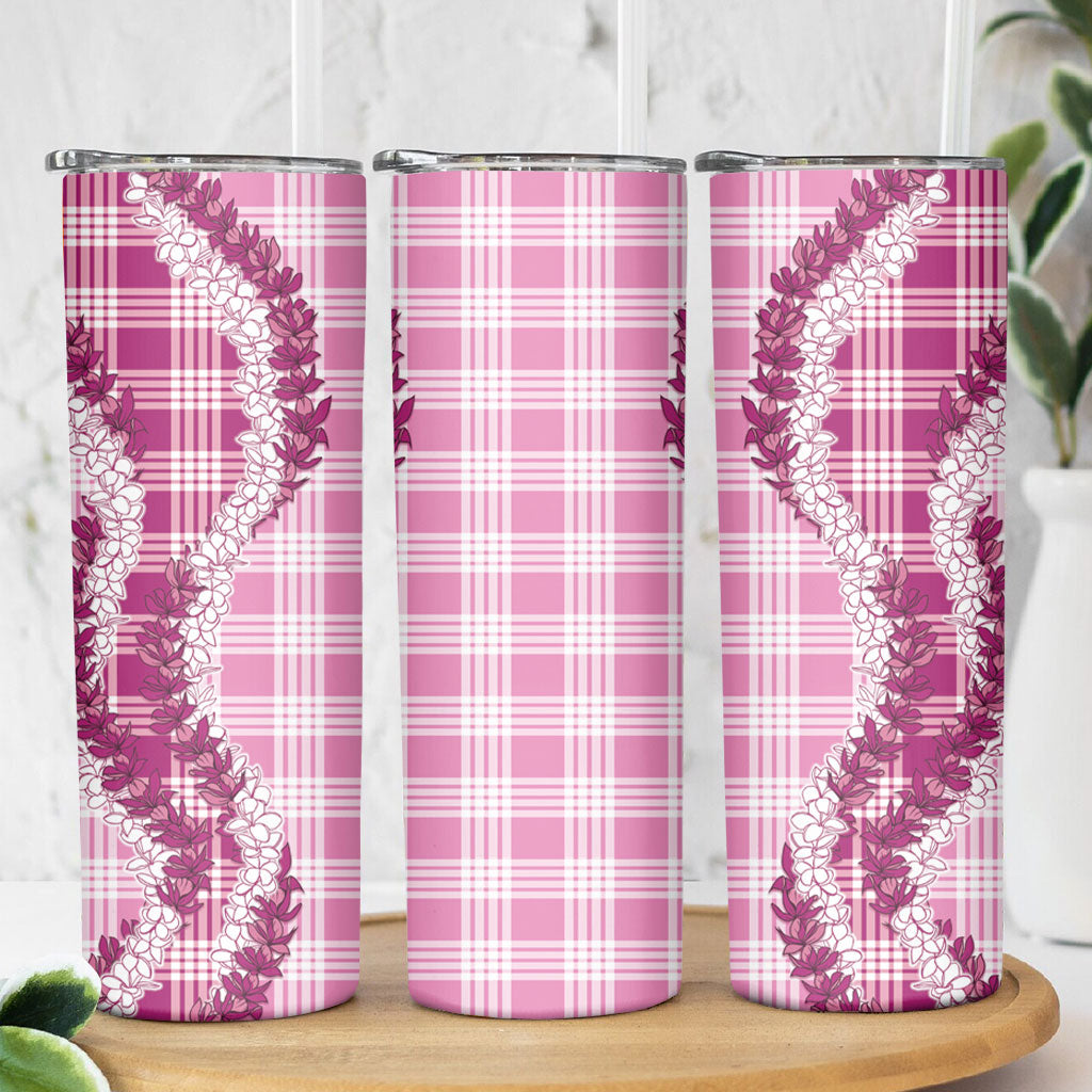 Pink Hawaii Palaka Skinny Tumbler Hawaiian Honohono Lei LT05 - Polynesian Pride