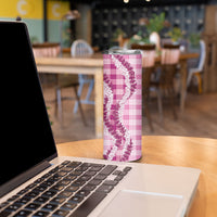 Pink Hawaii Palaka Skinny Tumbler Hawaiian Honohono Lei LT05 - Polynesian Pride