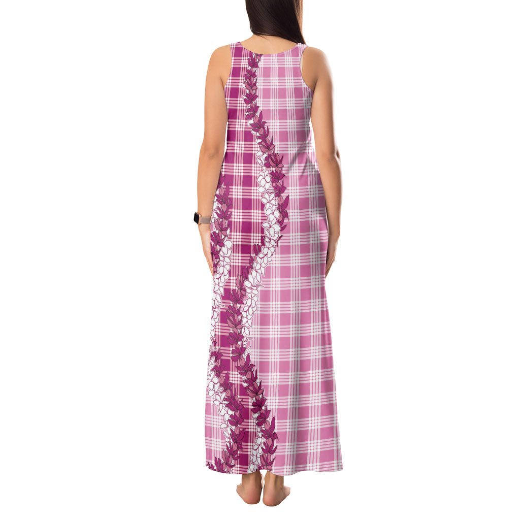 Pink Hawaii Palaka Tank Maxi Dress Hawaiian Honohono Lei