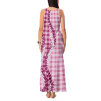 Pink Hawaii Palaka Tank Maxi Dress Hawaiian Honohono Lei