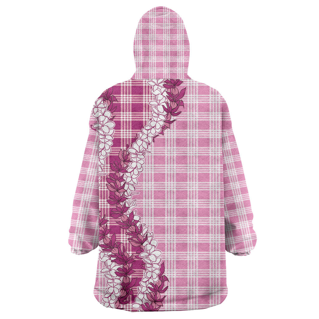 Pink Hawaii Palaka Wearable Blanket Hoodie Hawaiian Honohono Lei LT05 - Polynesian Pride