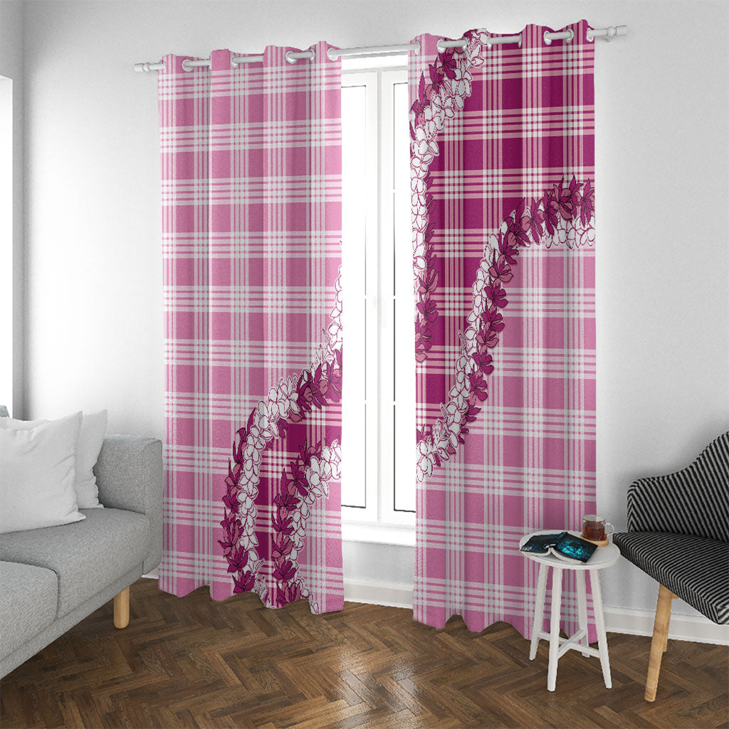 Pink Hawaii Palaka Window Curtain Hawaiian Honohono Lei