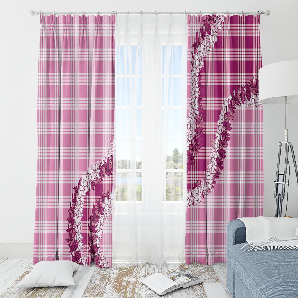 Pink Hawaii Palaka Window Curtain Hawaiian Honohono Lei
