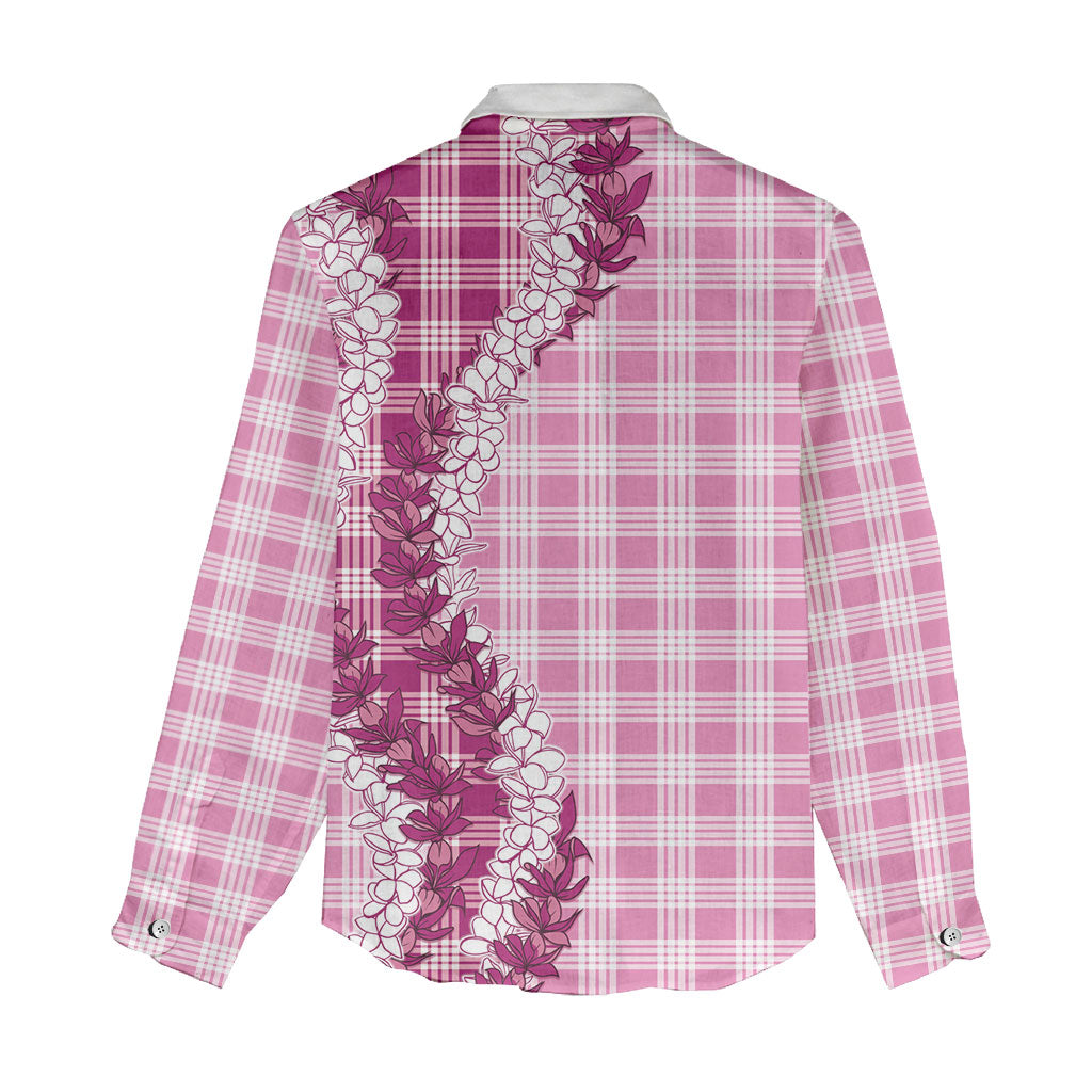 Pink Hawaii Palaka Women Casual Shirt Hawaiian Honohono Lei LT05 - Polynesian Pride
