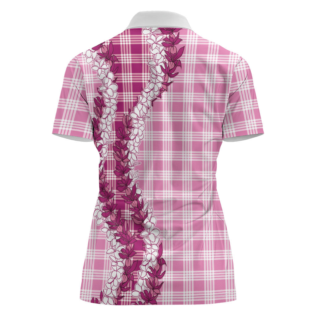 Pink Hawaii Palaka Women Polo Shirt Hawaiian Honohono Lei LT05 - Polynesian Pride