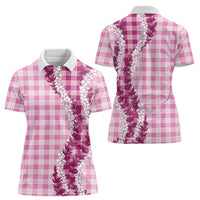Pink Hawaii Palaka Women Polo Shirt Hawaiian Honohono Lei LT05 - Polynesian Pride