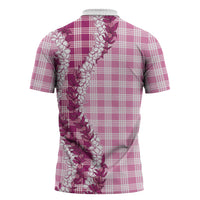 Pink Hawaii Palaka Zipper Polo Shirt Hawaiian Honohono Lei
