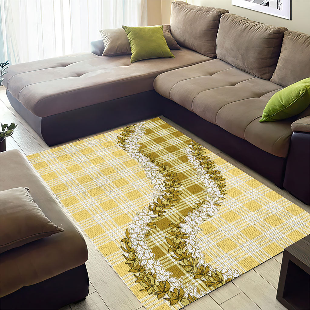 Yellow Hawaii Palaka Area Rug Hawaiian Honohono Lei