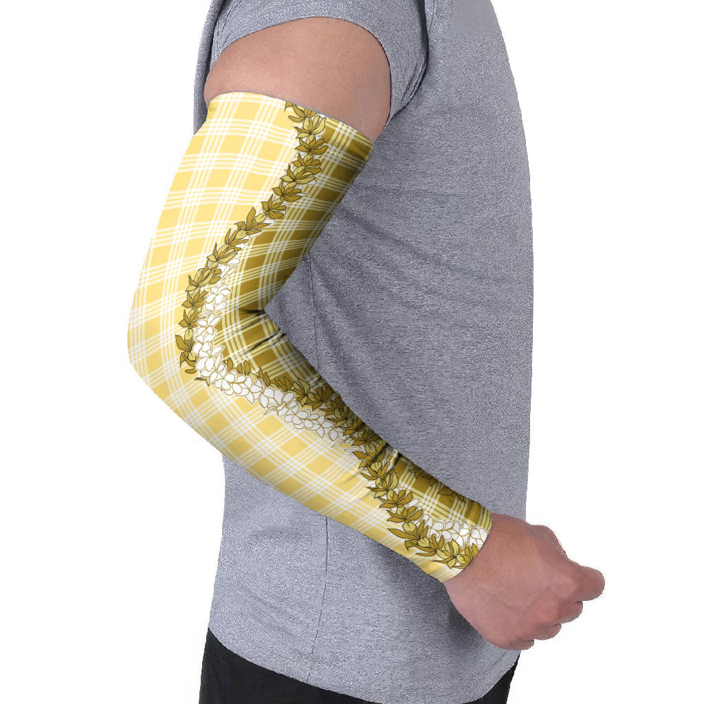 Yellow Hawaii Palaka Arm Sleeves Hawaiian Honohono Lei LT05 - Polynesian Pride