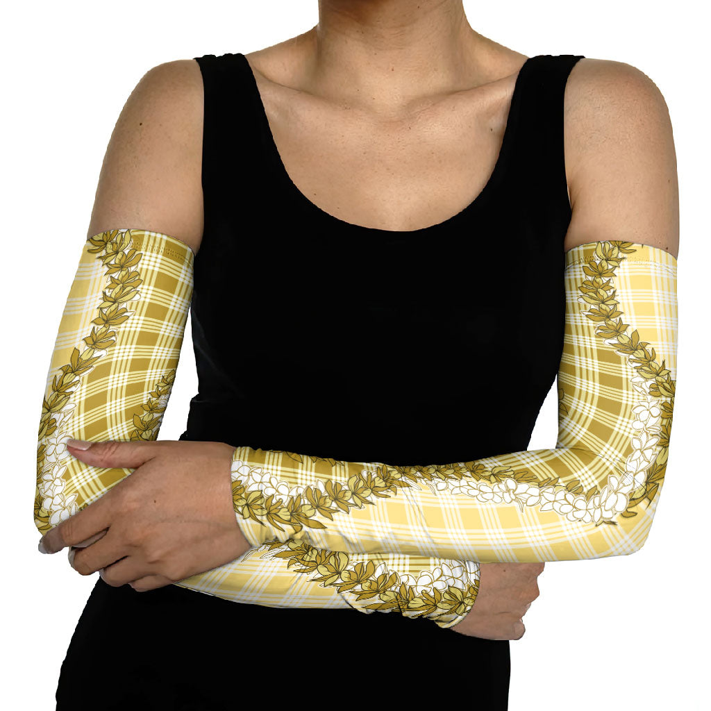Yellow Hawaii Palaka Arm Sleeves Hawaiian Honohono Lei LT05 - Polynesian Pride