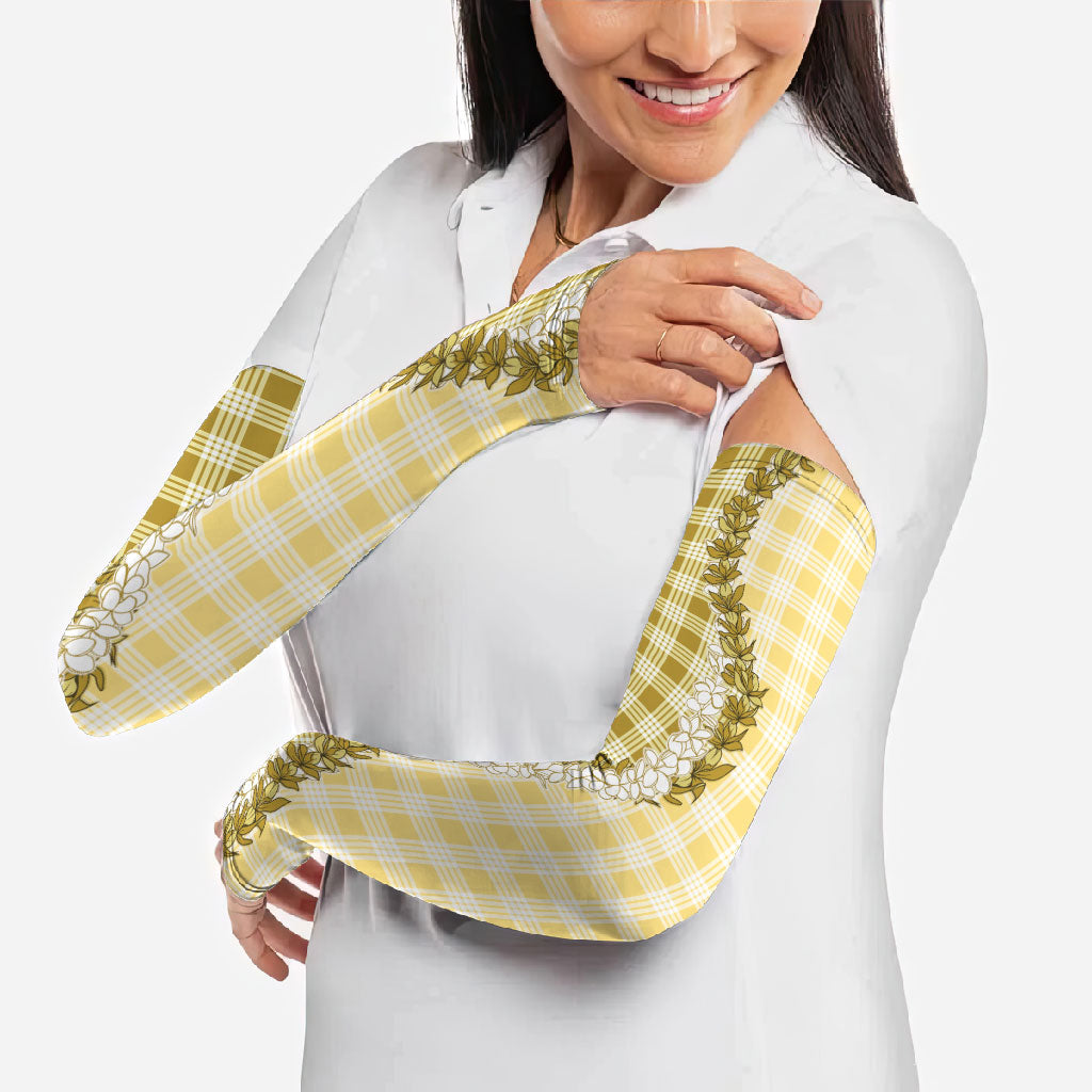 Yellow Hawaii Palaka Arm Sleeves Hawaiian Honohono Lei LT05 - Polynesian Pride