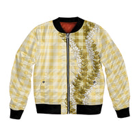 Yellow Hawaii Palaka Bomber Jacket Hawaiian Honohono Lei