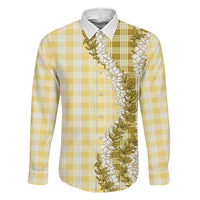 Yellow Hawaii Palaka Family Matching Long Sleeve Bodycon Dress and Hawaiian Shirt Hawaiian Honohono Lei LT05 Dad's Shirt - Long Sleeve Yellow - Polynesian Pride
