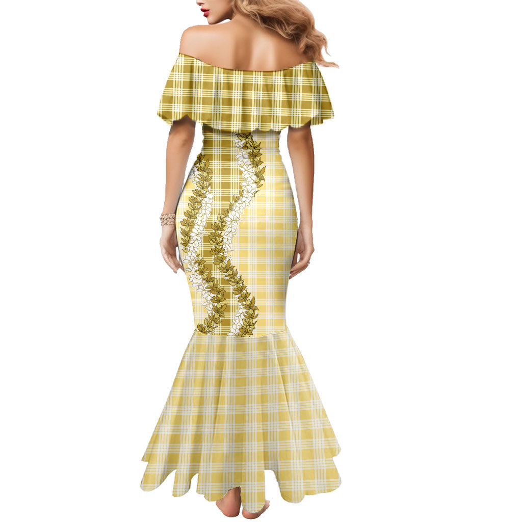 Yellow Hawaii Palaka Family Matching Mermaid Dress and Hawaiian Shirt Hawaiian Honohono Lei LT05 - Polynesian Pride