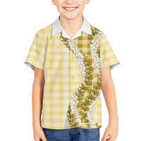 Yellow Hawaii Palaka Family Matching Off Shoulder Short Dress and Hawaiian Shirt Hawaiian Honohono Lei LT05 Son's Shirt Yellow - Polynesian Pride