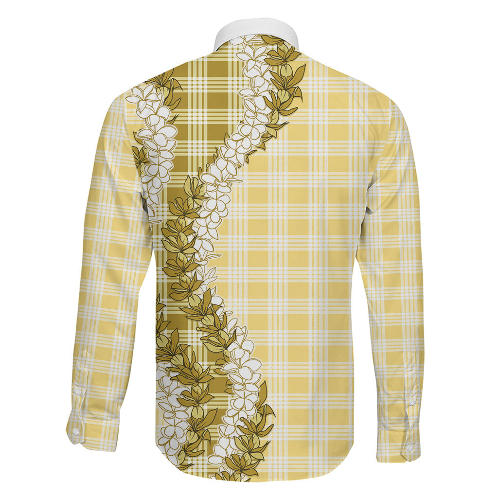Yellow Hawaii Palaka Family Matching Puletasi and Hawaiian Shirt Hawaiian Honohono Lei LT05 - Polynesian Pride